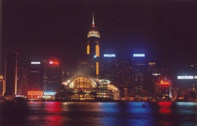 The lights of Hong Kong Island, seen from Kowloon waterfront